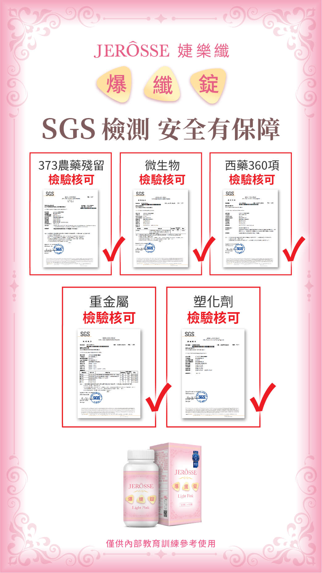 婕樂纖爆纖錠SGS安全認證